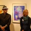 Galerist Karlheinz Schoblocher (links), Karen Steifensand und Bürgermeister Hubert Fischer eröffneten die Ausstellung „Schokomütze - und andere Leckereien der Kunst“, in der Galerie am Wasserschloss in Krumbach.  	