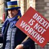 "Brexit funktioniert nicht" steht auf dem Schild dieses Demonstranten in London. Noch immer protestieren Brexit-Gegner in London.   