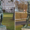 Was die Arbeit mit den Menschen macht: zwei Bergmänner von Fritz Koelle. Beide Skulpturen stehen an der Fritz-Koelle-Straße im Spickel. 	