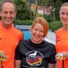 Erfolgreiche Masters-Schwimmer des VfL Kaufering (von links): Matthias Weiss, Charline Heap und Susanne Dörries. 	