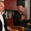 Interview mit Stefan Reuter (links) und Präsident Klaus Hofmann vom FC Augsburg in der WWK Arena.