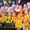 Die Powergirls und Kids (im Bild mit Trainerin Birgit Dumler) haben beim STAC-Festival den ersten Platz belegt. Die Teenies kamen auf Platz 3 und die Freddys auf Platz 4. 	