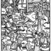 Strafen, wie sie bis ins 18. und teils bis ins 19. Jahrhundert hinein noch vollzogen wurden. Vorne die Enthauptung mit dem Schwert. So starb auch Johann Kaspar Frisch aus Brünsee (Holzschnitt aus dem Jahr 1508). 
