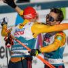 Eric Frenzel (li.) und Fabian Rießle haben Bronze gewonnen. Es war die zweite Medaille der Kombinierer.  	