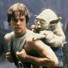 Luke Skywalker lässt sich auf Dagobah von Meister Yoda zum Jedi-Ritter ausbilden.