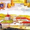 Der nachcolorierte Wening-Stich von Schloss Affing (1701) ist zwar nicht in allen Teilen korrekt, zeigt aber im Wesentlichen den Zustand, dem das Schloss nach dem Brand 1927 nachempfunden wurde. Fotos: Klaus F. Linscheid