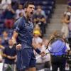 Novak Djokovic jubelt nach seinem Sieg im Viertelfinale der US Open.