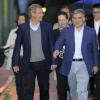 Bundespräsident Christian Wulff (links) mit dem türkischen Abdullah Gül auf der Glienicker Brücke in Potsdam. 