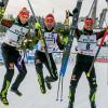 Zu den fantastischen Zwei, den Weltcup-Führenden Johannes Rydzek (Mitte) und Eric Frenzel (links), gesellte sich gestern bei der WM im finnischen Lahti überraschenderweise noch Björn Kircheisen, der als 33-Jähriger mit dem Gewinn der Bronzemedaille für die eigentliche Überraschung sorgte. 