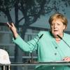 Bundeskanzlerin Angela Merkel spricht auf der Festveranstaltung zur Grundsteinlegung der DFB-Akademie.