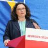 Andrea Nahles bei einer Pressekonferenz zu den Ergebnissen der Europawahl.