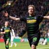 Andre Hahn jubelt nach seinem Treffer zum 0:2 für Borussia Mönchengladbach gegen Celtic Glasgow.