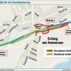 Auf dieser Grafik ist die Behelfsstraße angezeigt. Die Echinger Bürger wollen bei der Tunnelsanierung mitreden und haben eine Initiative gegründet.