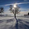 Im Sonnenschein liegt die winterliche Landschaft.