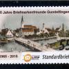 Die Briefmarkenfreunde Gundelfingen hatten im 175. Jahr des Erscheinens der ersten Briefmarke der Welt allen Grund zum Feiern.  Höhepunkt dieses Jubiläumswochenendes war die Herausgabe der Gundelfingen-Marke der LMF in limitierter Auflage mit gemalter Ansicht der Stadt Gundelfingen mit Partie an der Brenz.