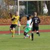 Der Horgauer Omar Samouwel kommt dem Ecknacher Moritz Piller (15) zuvor, aber VfL-Keeper David Selig (in Gelb) hält ihn auf. 	 	