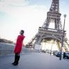 Mode-Shooting am Eiffelturm? Nein, die neue Außenministerin auf Staatsbesuch in Frankreich. 