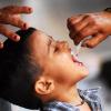 Ein Kind in Mumbai bekommt eine Polio-Schluckimpfung.