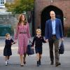 Prinzessin Charlotte (links) kommt an ihrem ersten Schultag an der Schule Thomas's Battersea in Begleitung ihrer Eltern, Prinz William und Herzogin Kate, und ihres Bruders Prinz George, an.