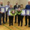 Ehrung beim Bürgerempfang: (von links) Zweite Bürgermeisterin Christine Gumpp, Rainer Schafnitzel, Andreas Mayer, Sophia Häusler, Michael Leichtle, Barbara Schindele, Gregor Lindenmayr und Bürgermeister Manfred Schafnitzel. 