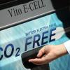 Ein großes Thema  auf der IAA Nutzfahrzeuge ist natürlich auch die Klimaverträglichkeit der Fahrzeuge. Der Mercedes Vito E-Cell wirbt damit, "CO2 Free" zu sein.