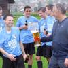 Jubel nach dem Schlusspfiff: Gemeinsam mit seinem Schützlingen feiert Rieds Trainer Ralf Palfy (rechts) die Rückkehr in die Kreisklasse Neuburg.  
