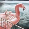 Große rosa Flamingos stellt Martin Gensbaur in der Hofmark in Dießen aus. 
