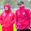 Nach einigen Partien als neues Trainer-Duo beim Bayernligisten TSV Schwaben Augsburg war für Chefcoach Janos Radoki (links) und seinen Co-Trainer Roland Bahl coronabedingt schnell wieder Pause. Die Saison wurde abgebrochen.  	
