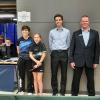 Spielerinnen und Schiedsrichter (v. l.): Lisa Vögele, Carolina Mayer, Leon Wagner und Christian Wassermann.