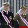 Der spanische König Juan Carlos (R) gab seine Abdankung am 02. Juni 2014 offiziell bekannt. Sein Nachfolger wird Kronprinz Felipe (L).