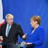 Angela Merkel und Boris Johnson bei einer gemeinsamen Pressekonferenz.
