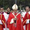 Papst Franziskus bei einer Freiluftmesse während seines Besuchs in Südkorea.