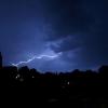 Blitzeinschlag nahe der Biberbacher Wallfahrtskirche in der Unwetternacht.