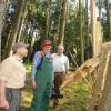 Xaver Höfle, Rolf Banholzer und Reinhold Hoyer (v. links) drängen darauf, Schadbäume schnellstens zu entfernen, denn bald schlüpft aus ihnen die nächste Borkenkäfergeneration.