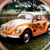 Nur ein Bild auf einem Wandteller aus Holz ist leider Luise Wözemüller aus Vallried von ihrem ersten Auto geblieben. Ihr VW Käfer Baujahr 1970 war ursprünglich orange lackiert, später bemalte sie ihn im traditionellen mexikanischen Talavera-Stil. So war er sogar vom Flugzeug aus gut zu erkennen.