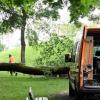 Warum stürzte der Baum um? Nach dem tödlichen Unfall auf dem Spielplatz im Augsburger Stadtteil Oberhausen untersuchen Gutachter den umgefallenen Ahorn.