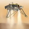 Diese Illustration der Nasa zeigt den Landeanflug der Sonde "InSight" auf die Mars-Oberfläche. 