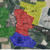 Die Planungen für das Nahwärmenetz in Wittislingen sehen im ersten Schritt eine Erschließung der blauen Fläche vor. Danach soll die rote Fläche im Ortskern erschlossen werden. Wie es im Anschluss weitergeht, ist vom Interesse der Bürger abhängig.