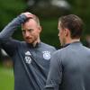 DFB-Coach Stefan Kuntz (links) mit Maximilian Arnold und Max Kruse.