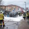 Einsatzkräfte am überfallenen Geldtransporter in Saarlouis.