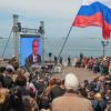 Der russische Präsident Wladimir Putin wurde 2019  anlässlich des fünften Jahrestages der „Wiedervereinigung“ mit der Krim live zu einer Feierstunde in Sewastopol zugeschaltet.