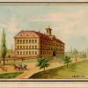 Das neue Weißenhorner Spital im Norden der Stadt, so wie es der Weißenhorner Zeichenlehrer Franz Daibler 1879 aquarelliert hat. Trägerin war die Heilig-Geist-Spitalstiftung, die vor 550 Jahren ins Leben gerufen wurde.