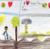Die Kinder der Schafweidsiedlung haben Bilder für die Oberbürgermeisterin gemalt, die zeigen,was sie von der Zerstörung ihrer Fahrradrennbahn halten.