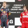 Sebastian Vettel hat die Nase wieder vorn, Fernando Alonso muss auf einen Fehler des Deutschen hoffen. Foto: Diego Azubel dpa