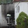 Aus unbekannten Gründen ist in diesem Nebengebäude eines Anwesens in Oberndorf ein Brand entstanden.