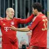 FC Bayern: Franck Ribery, Arjen Robben und Mario Gomez feiern.