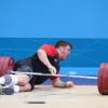 Von fast 200 Kilogramm auf die Mattegestreckt: der deutsche Olympiasieger von 2008, Matthias Steiner. Foto: Friso Gentsch dpa