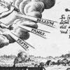 Die drei Ruten Gottes: Pest, Hunger und Krieg oder wie es der Kurfürst ausdrückt: Pestilentzische Sucht“, die Teuerung und die in- und ausländische Kriegsempörung. Der Kupferstich um 1630 von Raphael Custos zeigt im Hintergrund das mittelalterliche Friedberg vor seiner Zerstörung 1632. 	