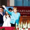 Bundeskanzlerin Angela Merkel nach ihrem Auftritt an der Harvard Universität. Die Rede ist als Video online abrufbar.