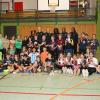 Über 150 Kinder der Oettinger Grund- und Mittelschule trainierten beim Kidscamp mit den Profispielerinnen der Eigner Angels und hatten sichtlich Freude am Basketball.